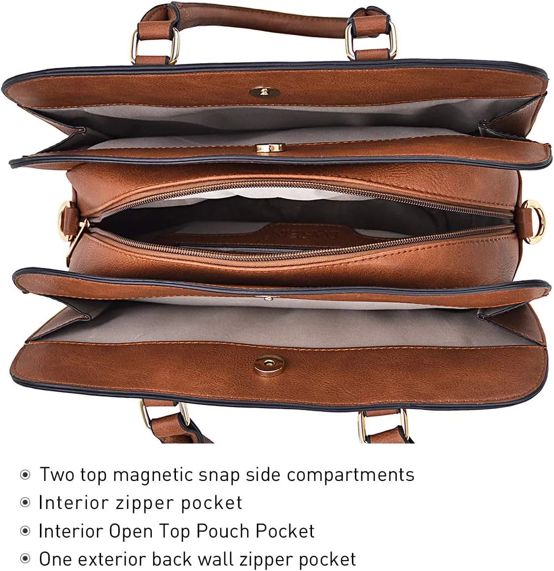 Women Handbag Wallet Tote Shoulder Hobo Bag Top Handle Satchel Purse Set 2pcs with 3 Compartments
