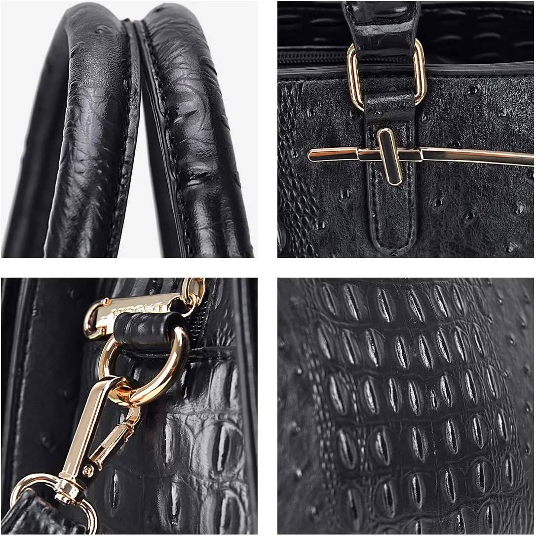 Women Handbag Wallet Tote Shoulder Hobo Bag Top Handle Satchel Purse Set 2pcs with 3 Compartments