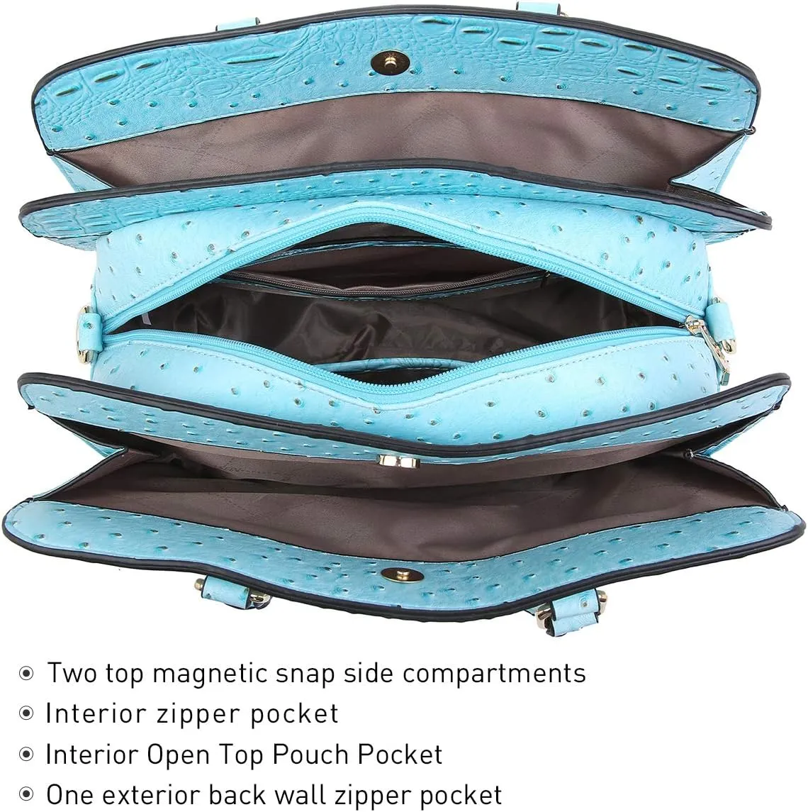 Women Handbag Wallet Tote Shoulder Hobo Bag Top Handle Satchel Purse Set 2pcs with 3 Compartments