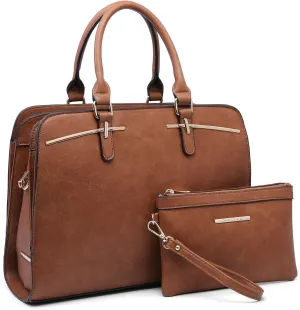 Women Handbag Wallet Tote Shoulder Hobo Bag Top Handle Satchel Purse Set 2pcs with 3 Compartments