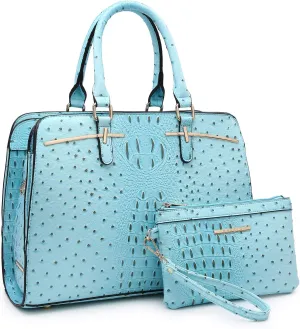 Women Handbag Wallet Tote Shoulder Hobo Bag Top Handle Satchel Purse Set 2pcs with 3 Compartments