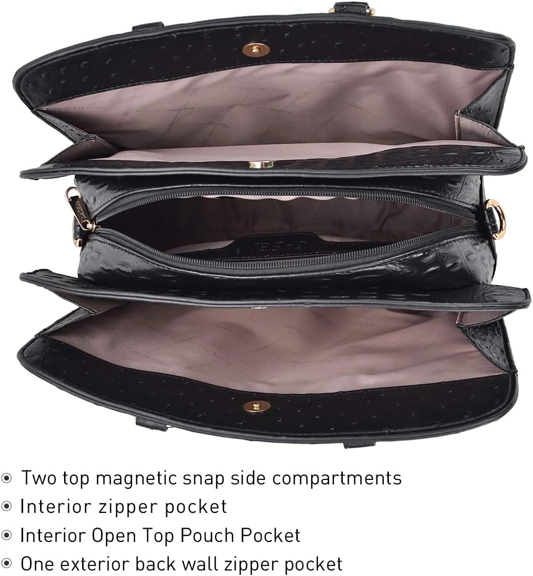 Women Handbag Wallet Tote Shoulder Hobo Bag Top Handle Satchel Purse Set 2pcs with 3 Compartments
