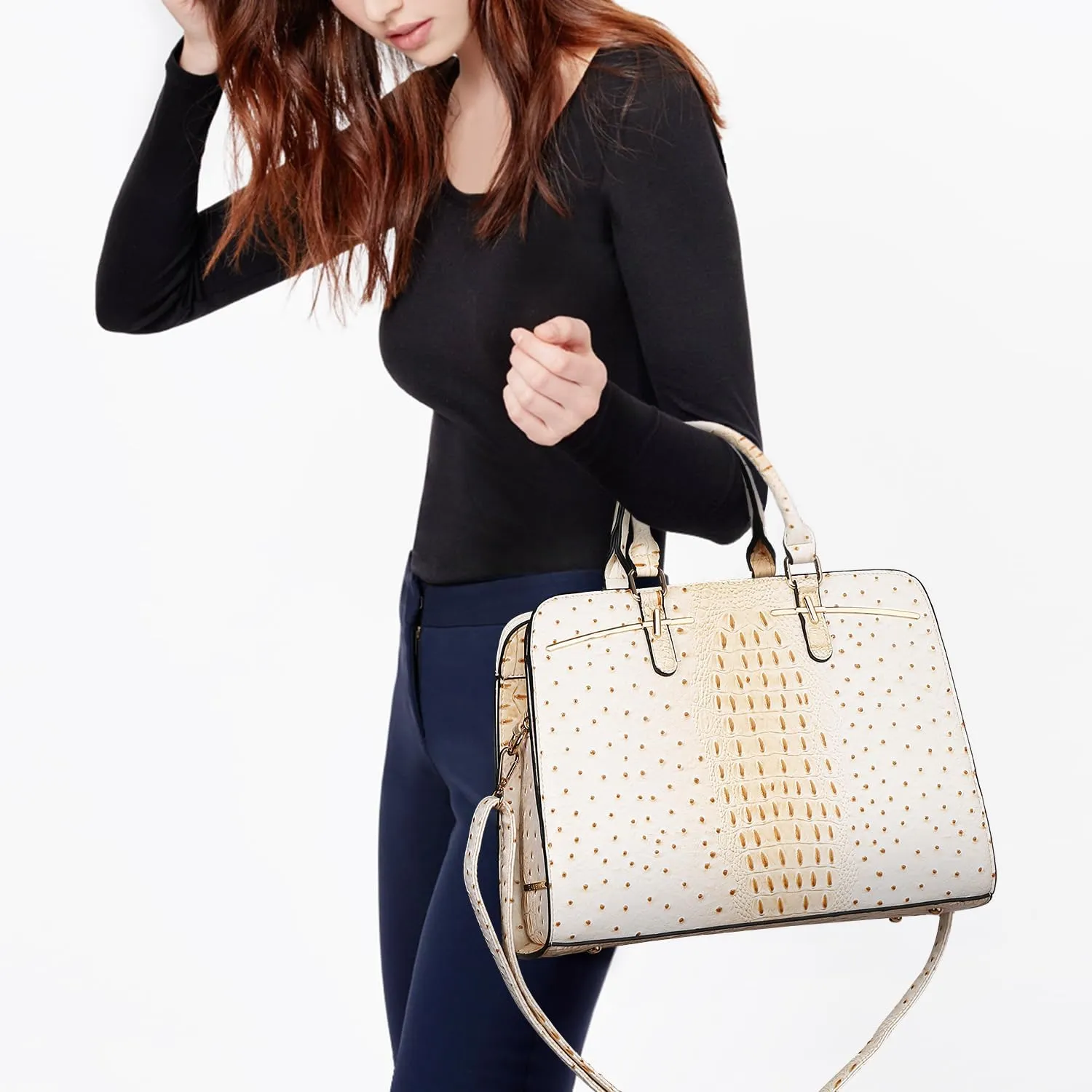 Women Handbag Wallet Tote Shoulder Hobo Bag Top Handle Satchel Purse Set 2pcs with 3 Compartments