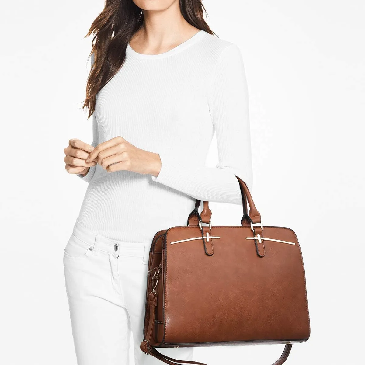Women Handbag Wallet Tote Shoulder Hobo Bag Top Handle Satchel Purse Set 2pcs with 3 Compartments