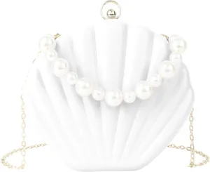 Women Mini Seashell Evening Clutch Top-Handle Bag Chain Strap Cross-body Shoulder Bag