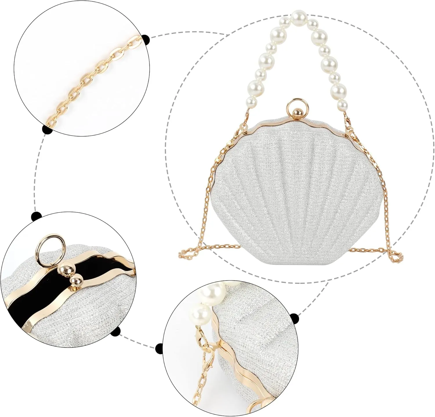 Women Mini Seashell Evening Clutch Top-Handle Bag Cross-body Bag