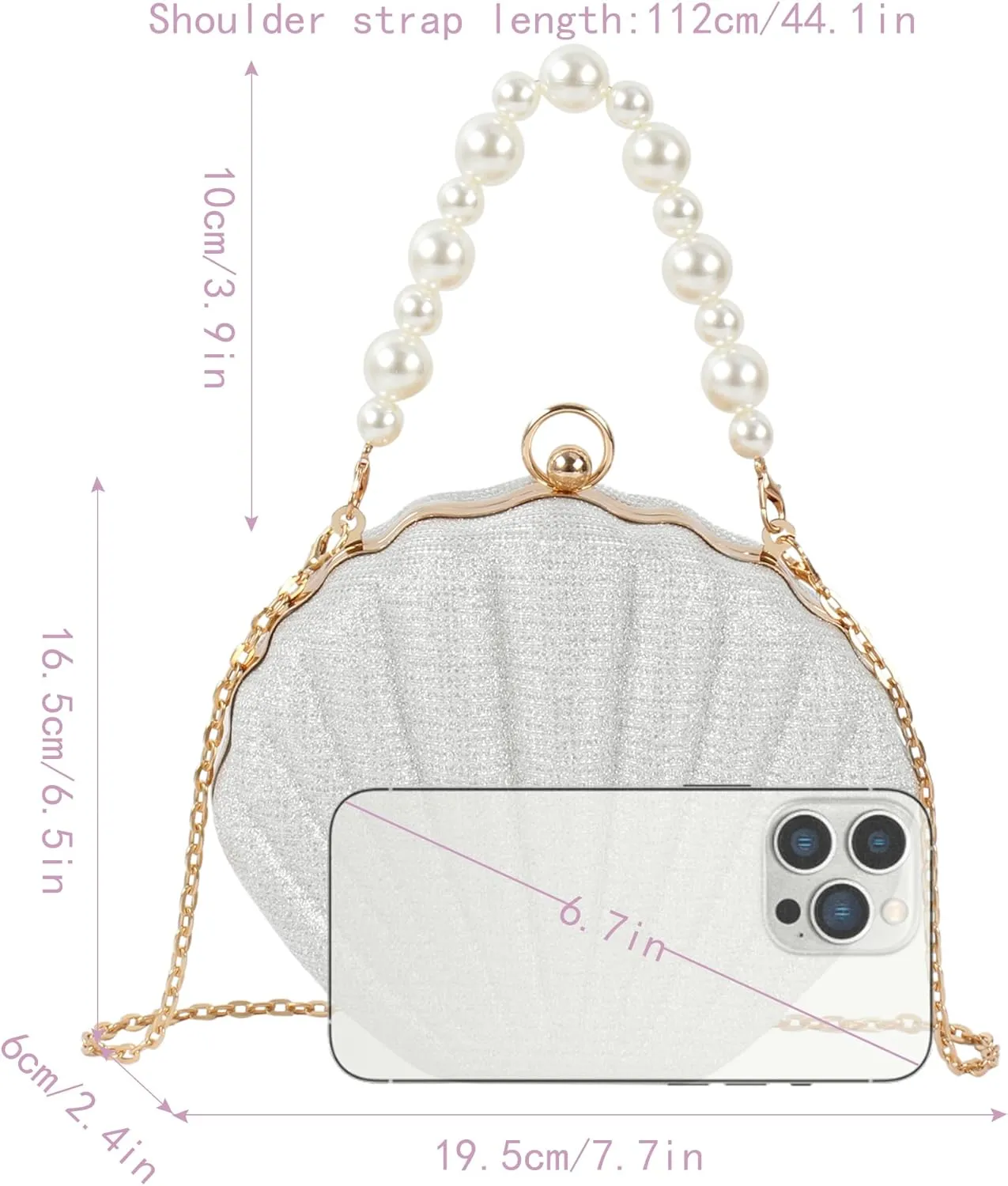 Women Mini Seashell Evening Clutch Top-Handle Bag Cross-body Bag