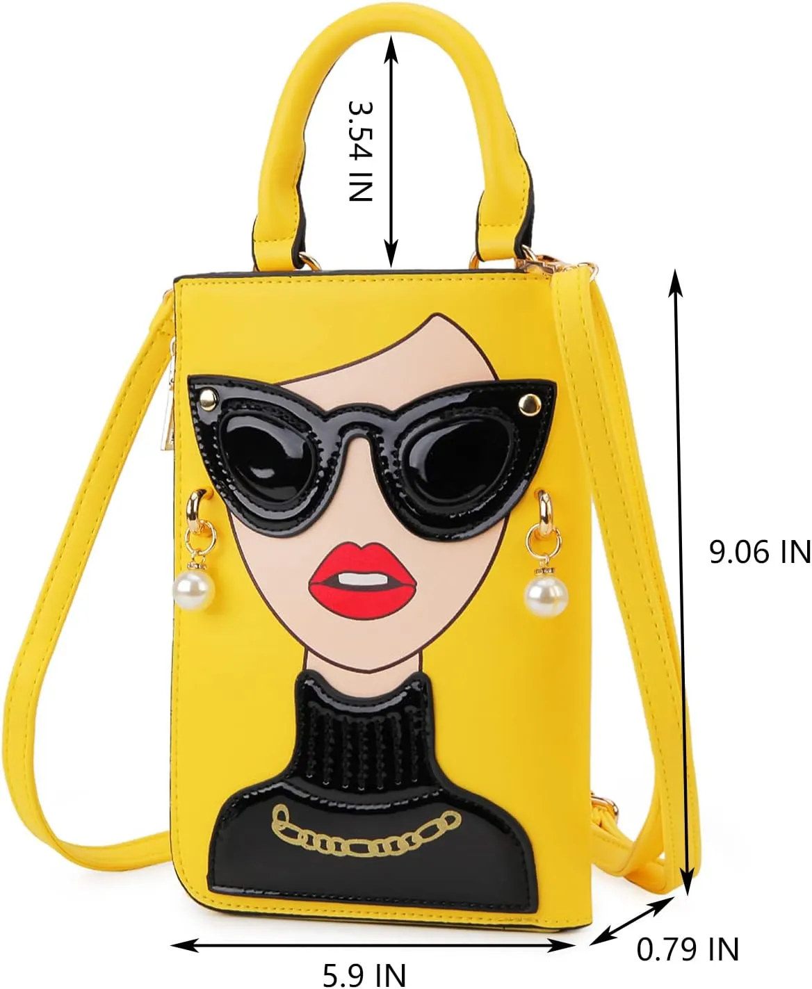 Women Novelty Lady Face Shoulder Bags Funky PU Leather Top Handle Satchel Handbags Clutch Purse for Women