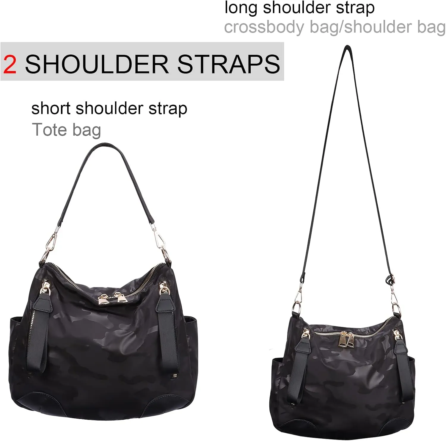 Women Nylon Crossbody Bag Hobo Tote Bag Large Capacity Anti-theft Lightweight Travel Shoulder Bag
