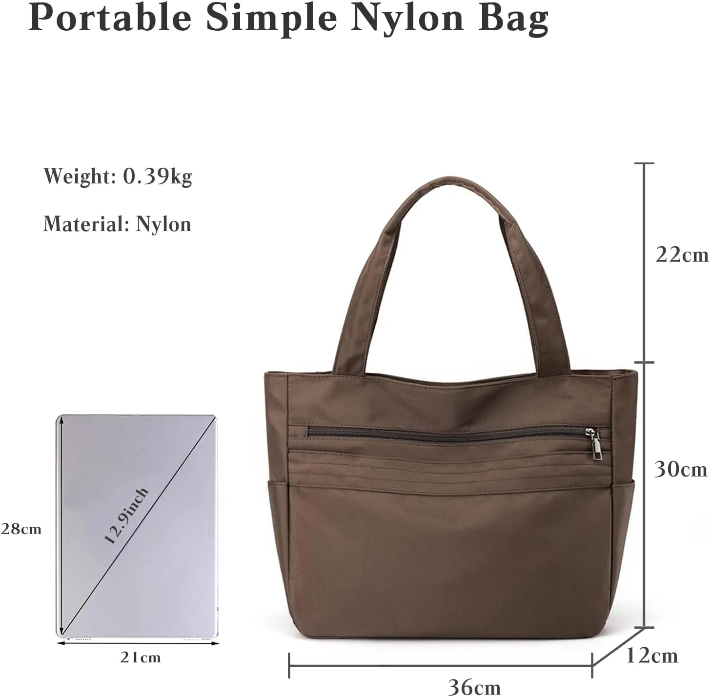 Women Nylon Handbag Waterproof Shoulder Bag Multi Pockets Top Handle Casual Lightweight Tote