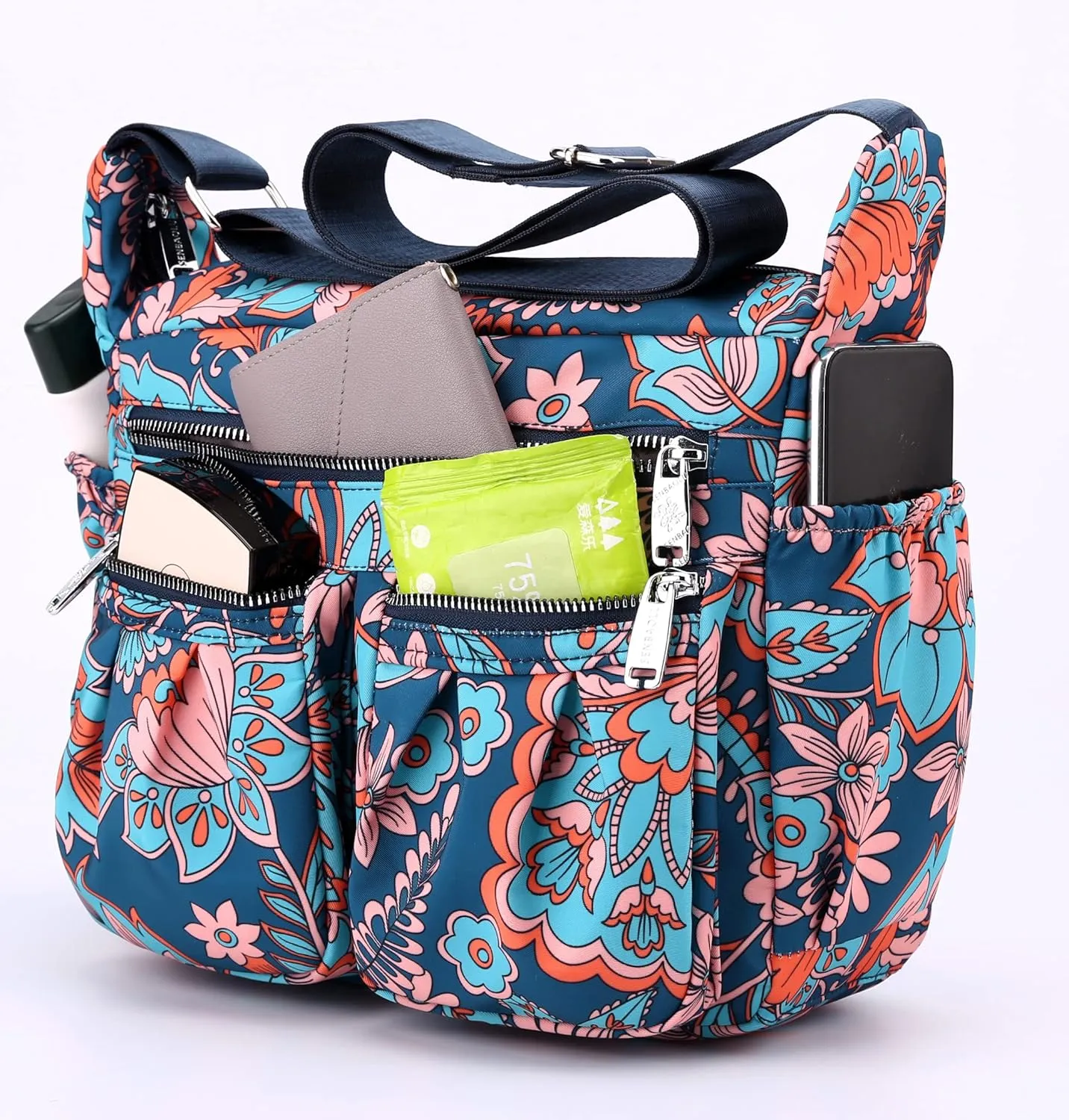 Women Shoulder Handbag Multiple Pockets Bag Ladies Tote Top Handle Satchel Crossbody Purse