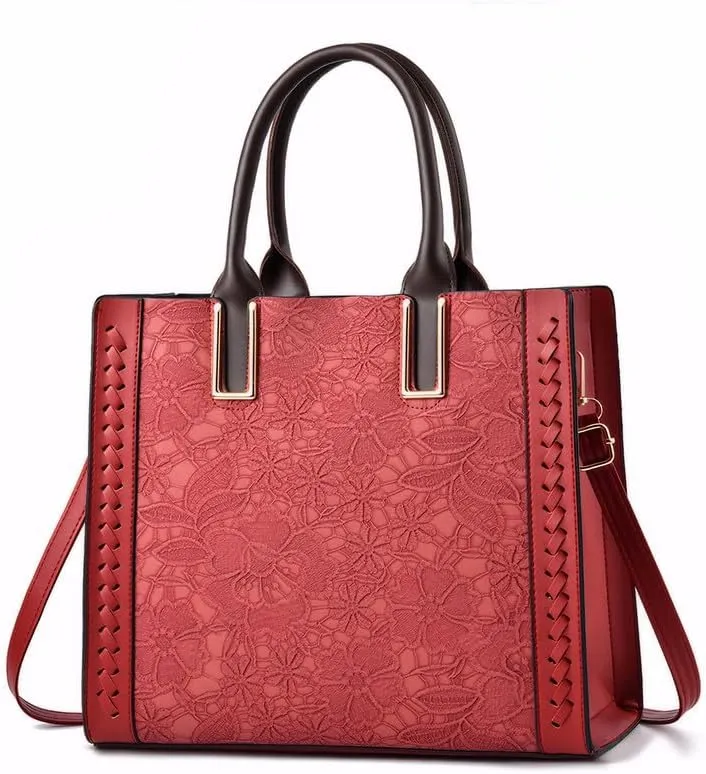 Women Shoulder Tote Handbags Top Handle Satchel Purses Vintage Crossbody Bag with Embroidery