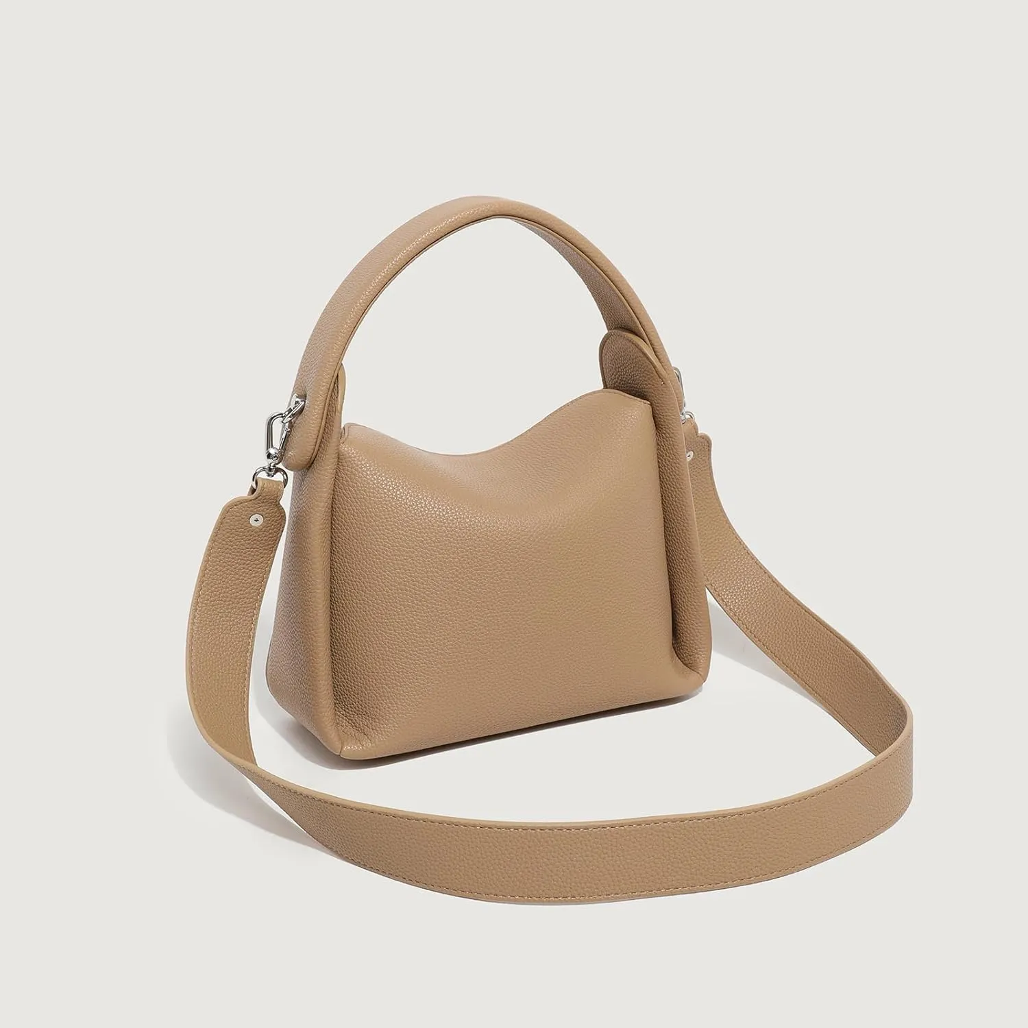 Women Top Handle Handbag Medium Leather Dumpling Bag Designer Crossbody Purse with Detachable Strap