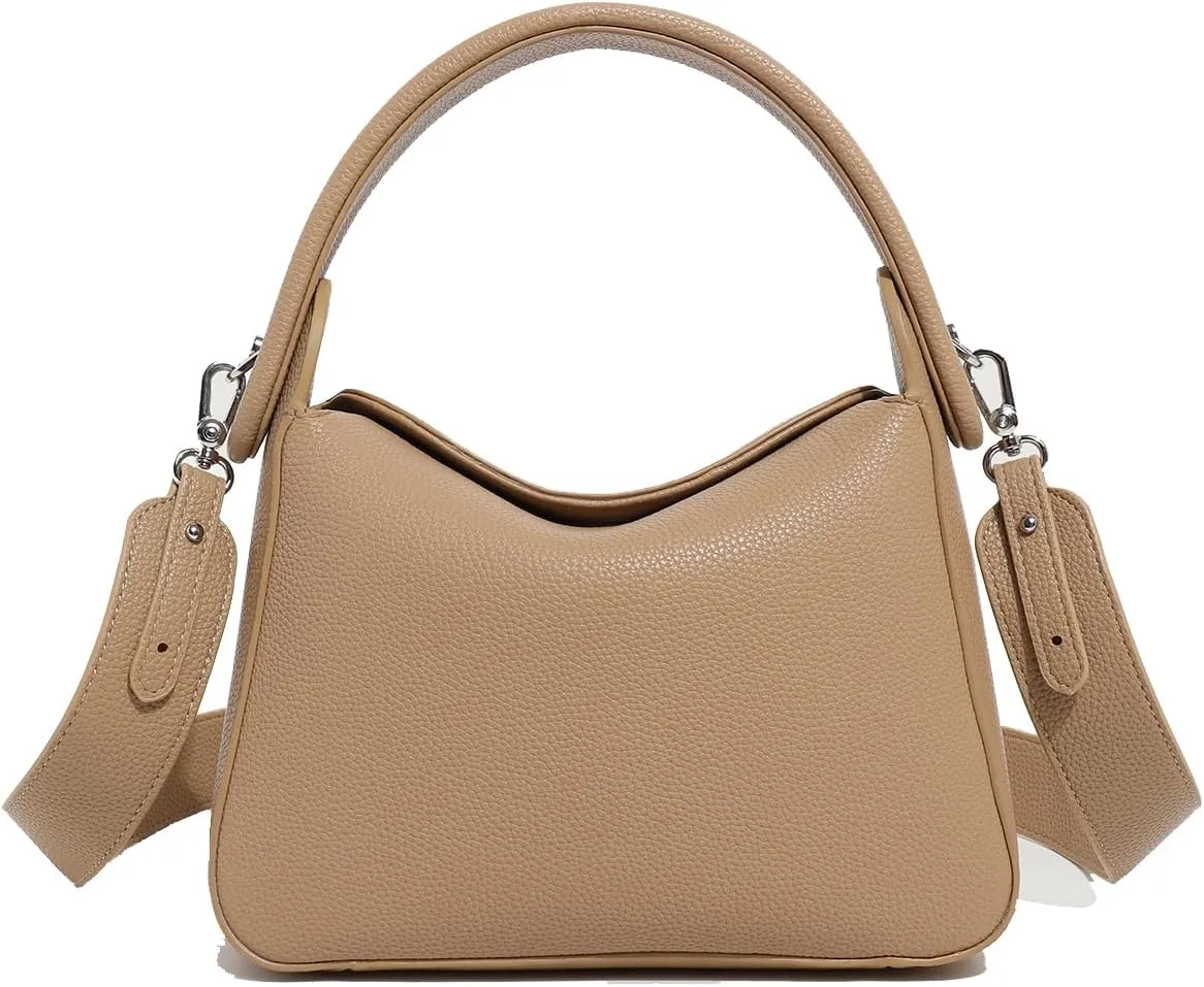 Women Top Handle Handbag Medium Leather Dumpling Bag Designer Crossbody Purse with Detachable Strap