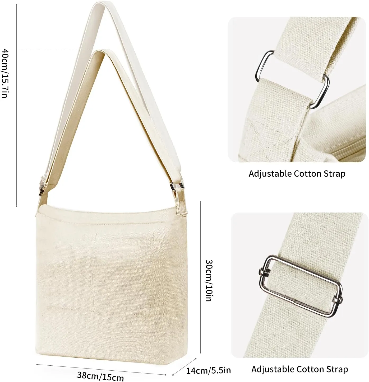 Women's blank large Size Canvas Crossbody Tote Handbags Shoulder Bag