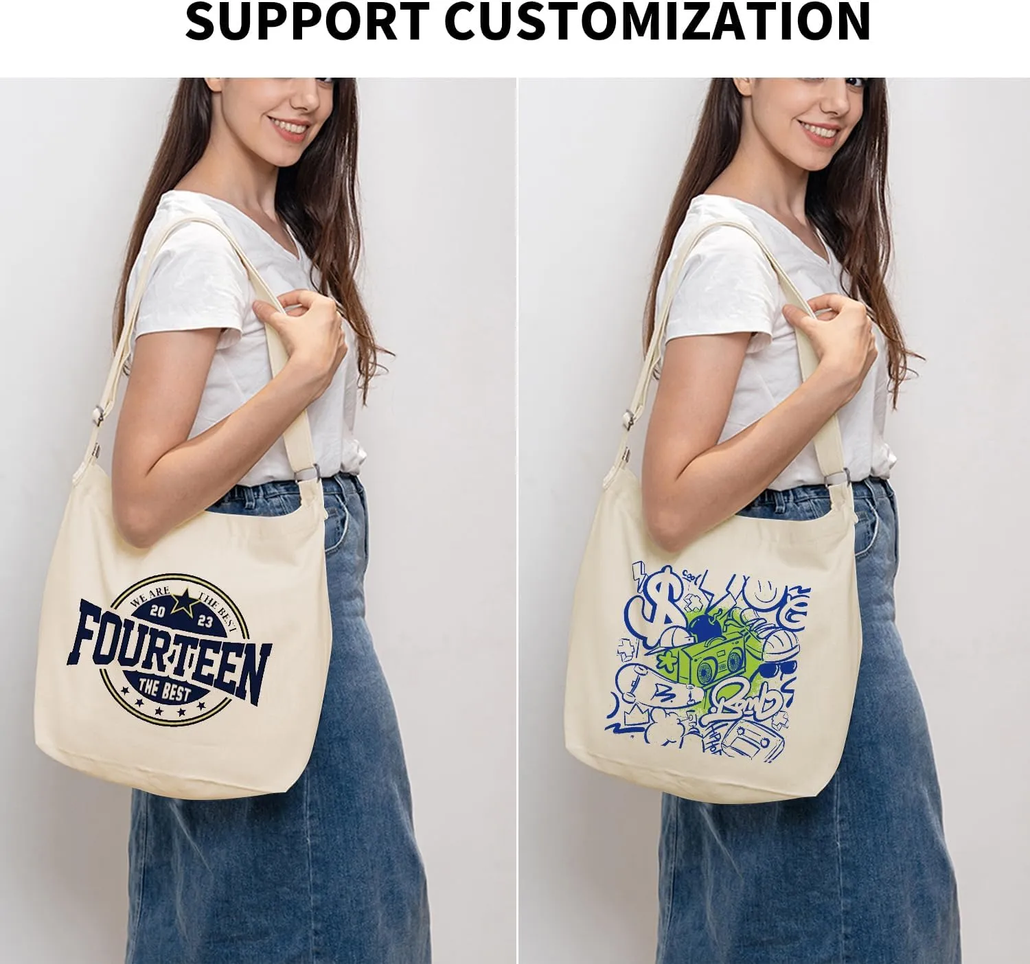 Women's blank large Size Canvas Crossbody Tote Handbags Shoulder Bag