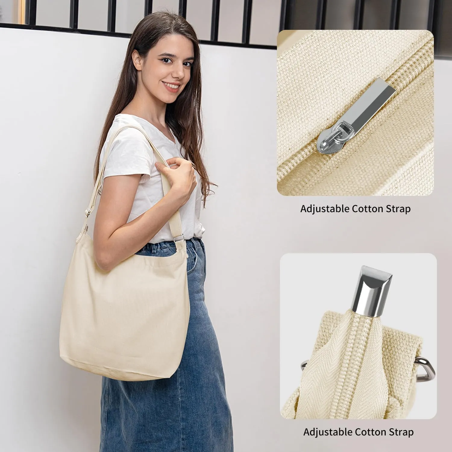 Women's blank large Size Canvas Crossbody Tote Handbags Shoulder Bag