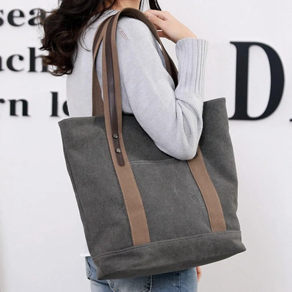 Women's Casual Canvas Handbags Work Tote Purses Shoulder Bags (Brown) One Size