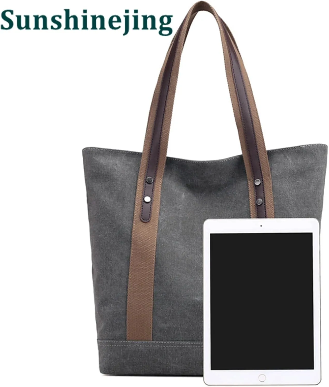 Women's Casual Canvas Handbags Work Tote Purses Shoulder Bags (Brown) One Size