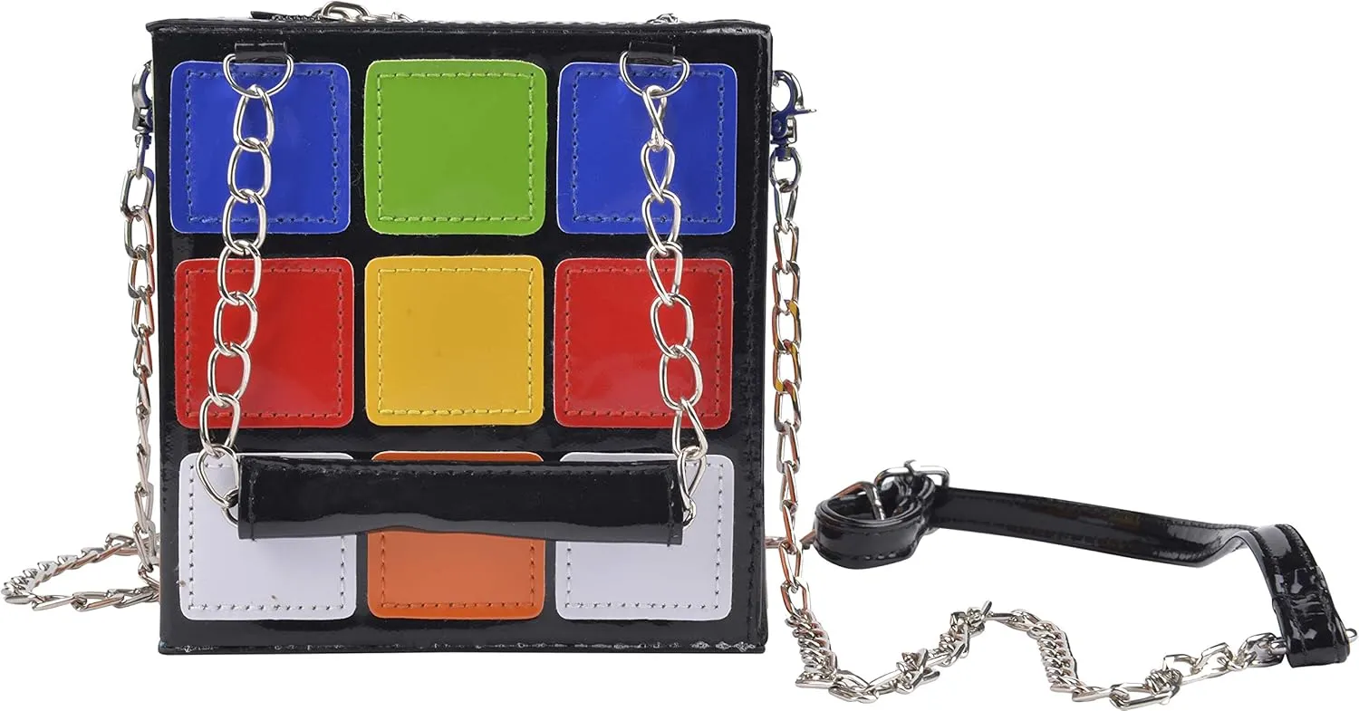 Women's Cute Cube Shape Handbag Magic Shoulder Bag Clutch Bag With Super Long Shoulder Strap