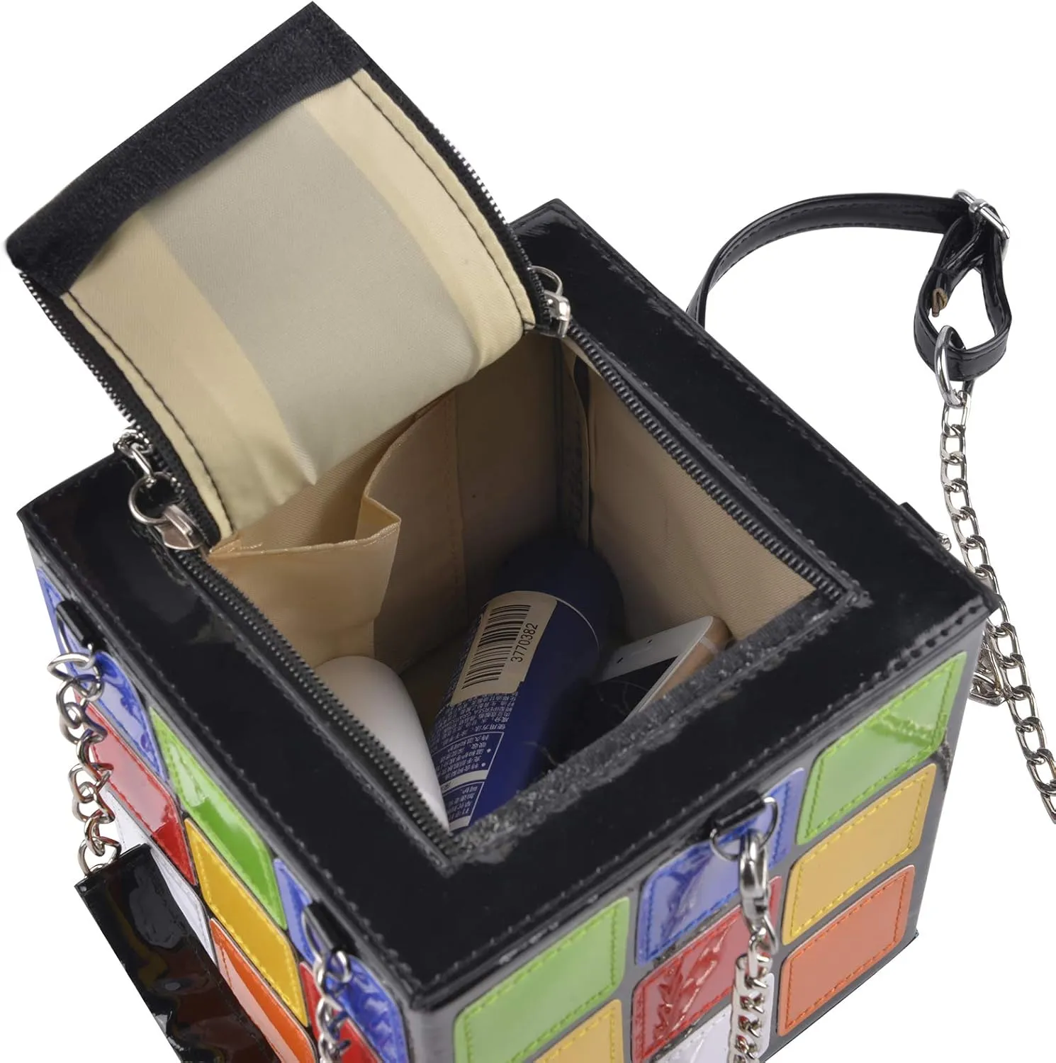 Women's Cute Cube Shape Handbag Magic Shoulder Bag Clutch Bag With Super Long Shoulder Strap