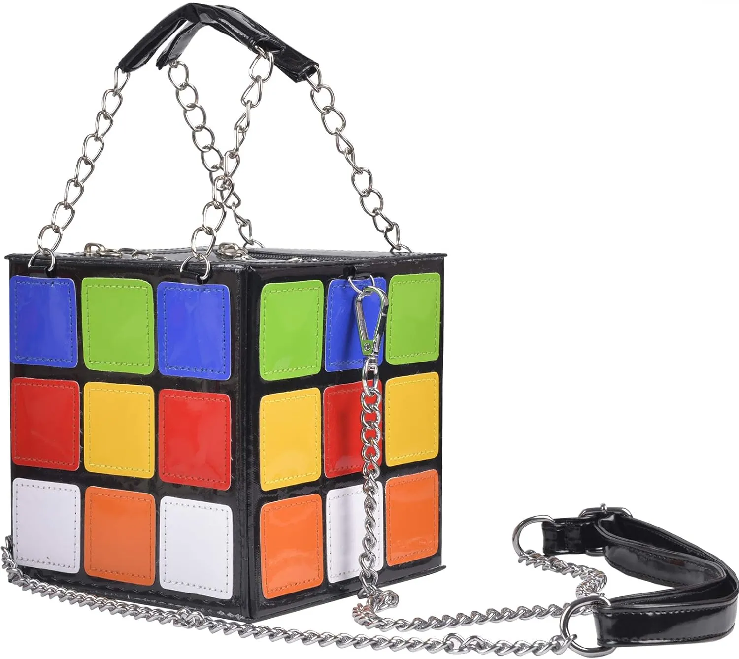 Women's Cute Cube Shape Handbag Magic Shoulder Bag Clutch Bag With Super Long Shoulder Strap