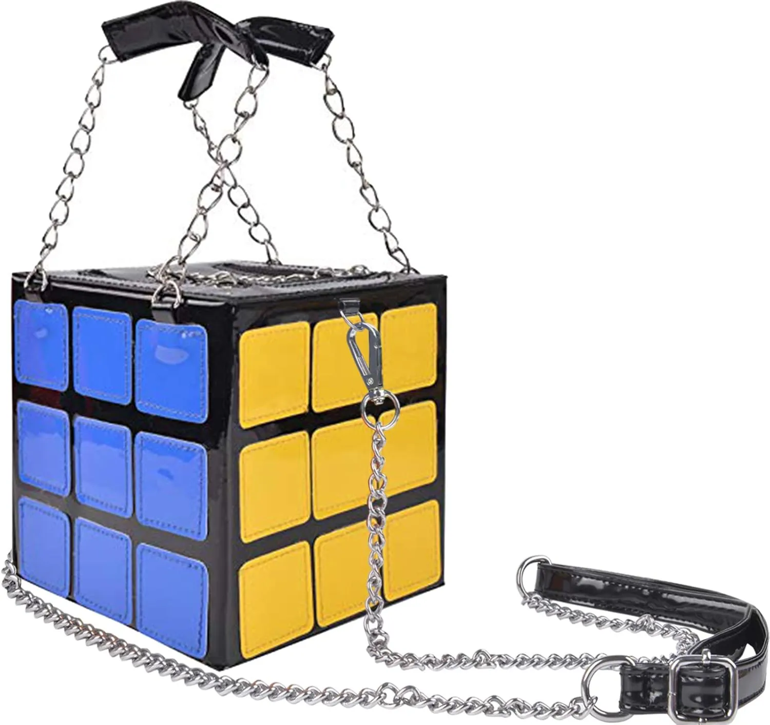 Women's Cute Cube Shape Handbag Magic Shoulder Bag Clutch Bag With Super Long Shoulder Strap