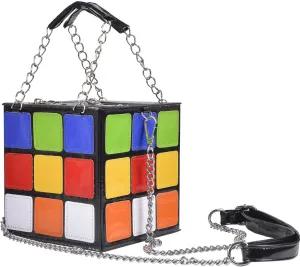 Women's Cute Cube Shape Handbag Magic Shoulder Bag Clutch Bag With Super Long Shoulder Strap
