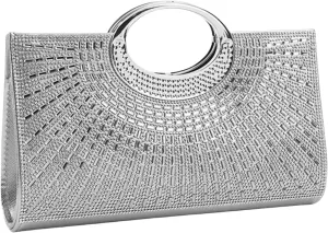 Women's Elegant Crystal Evening Handbag Glitter Top Handle Evening Purse Clutch Wedding Shoulder Bag Small Square Bag