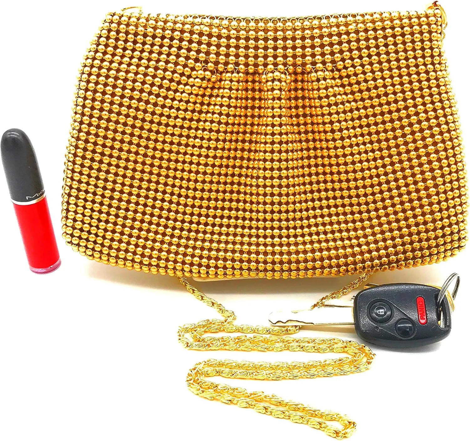 Women's Evening Clutches Metal Beaded Mesh Party Purse Bag