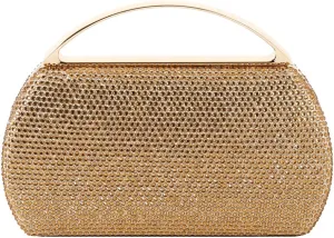 Women's Fashion Top Handle Rhinestone Beaded Evening Bag Clutch Handbag