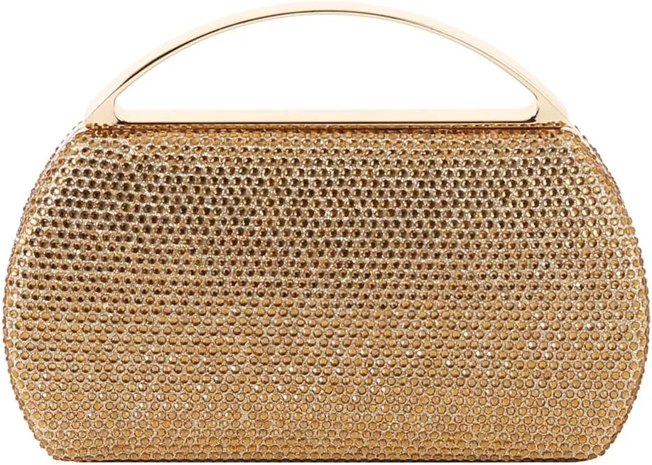 Women's Fashion Top Handle Rhinestone Beaded Evening Bag Clutch Handbag