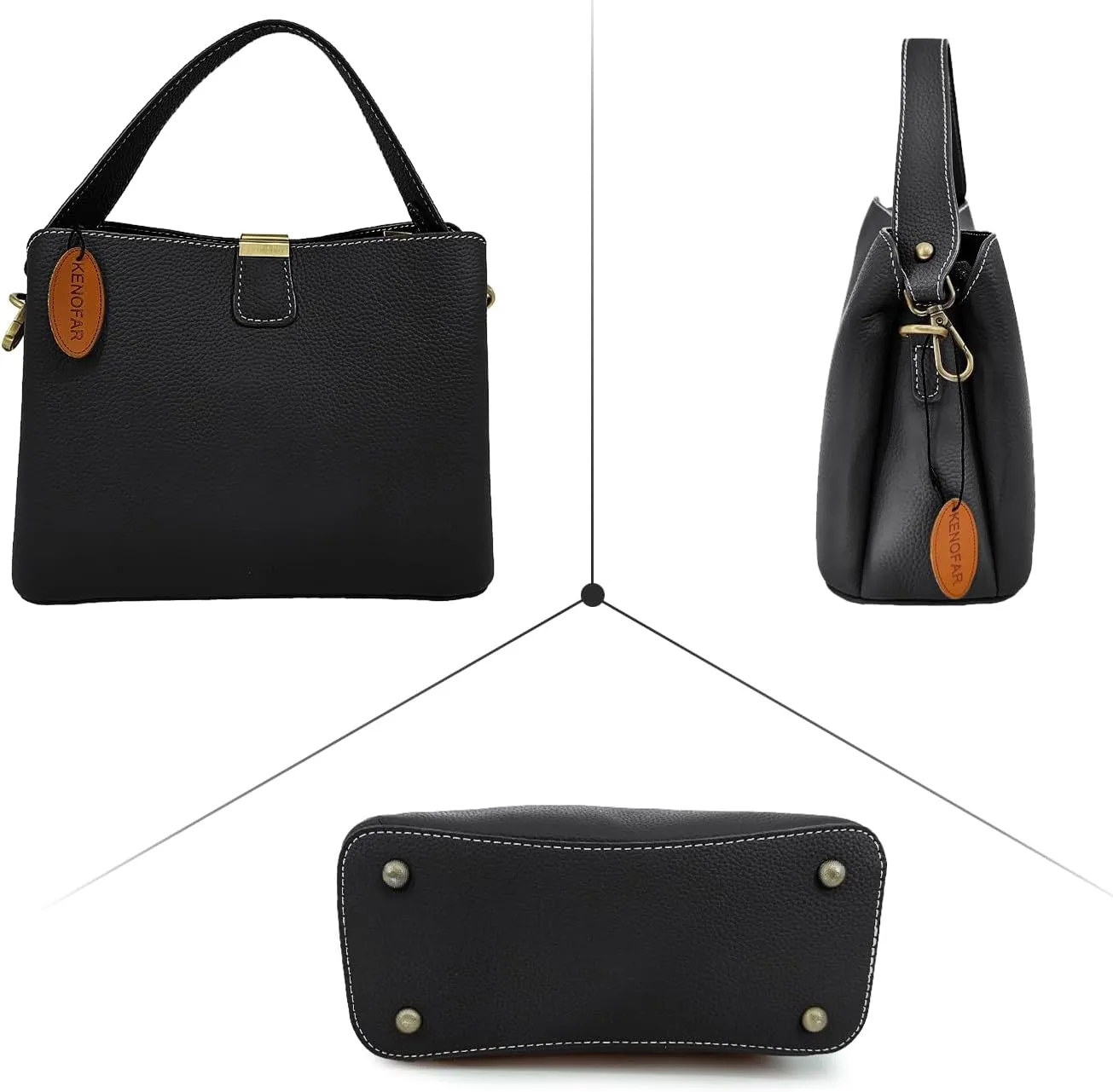 Women's Genuine Leather Tote Bag, Versatile Satchel and Top Handle Handbag with Straps Shoulder Bag