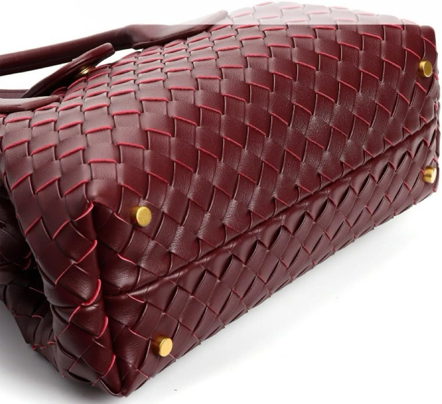 Women's Genuine Leather Woven Handbag, Crossbody Handbag, Crossbody Single-shoulder Top Handle Double Treatment