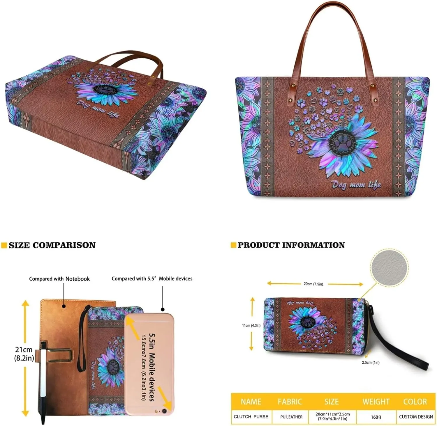 Womens Handbag with Matching Wallet, Large Top Handle Purse Shoulder Tote Bag with PU Clutch Wallet Purse…