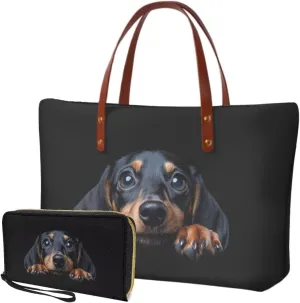 Womens Handbag with Matching Wallet, Large Top Handle Purse Shoulder Tote Bag with PU Clutch Wallet Purse…