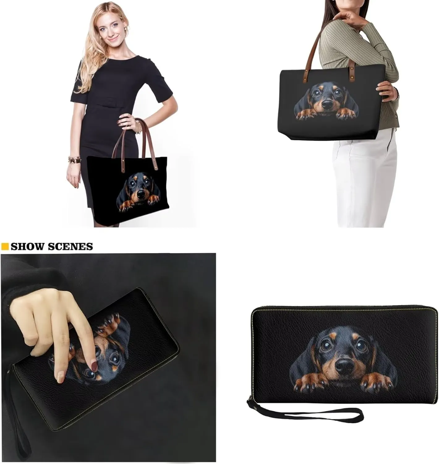 Womens Handbag with Matching Wallet, Large Top Handle Purse Shoulder Tote Bag with PU Clutch Wallet Purse…