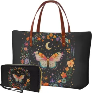 Womens Handbag with Matching Wallet, Large Top Handle Purse Shoulder Tote Bag with PU Clutch Wallet Purse…