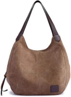 Women's Multi-pocket Canvas Shoulder Bag Fashion Cotton Canvas Totes Purses Casual Top Handle Handbags Hobo Bags