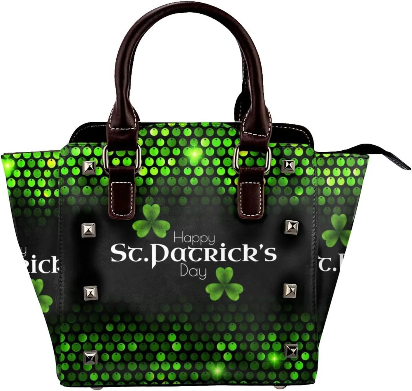 Women's PU Leather Shoulder Bag Handbag Shopping Purse Handle Satchels Studded Totes Clutch Bag