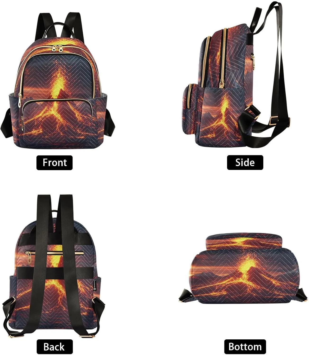 Women's Quilted Backpack Purse Volcanic Eruption Fashion Backpacks Casual Rucksack, Small