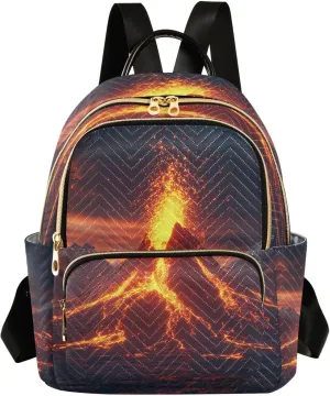 Women's Quilted Backpack Purse Volcanic Eruption Fashion Backpacks Casual Rucksack, Small