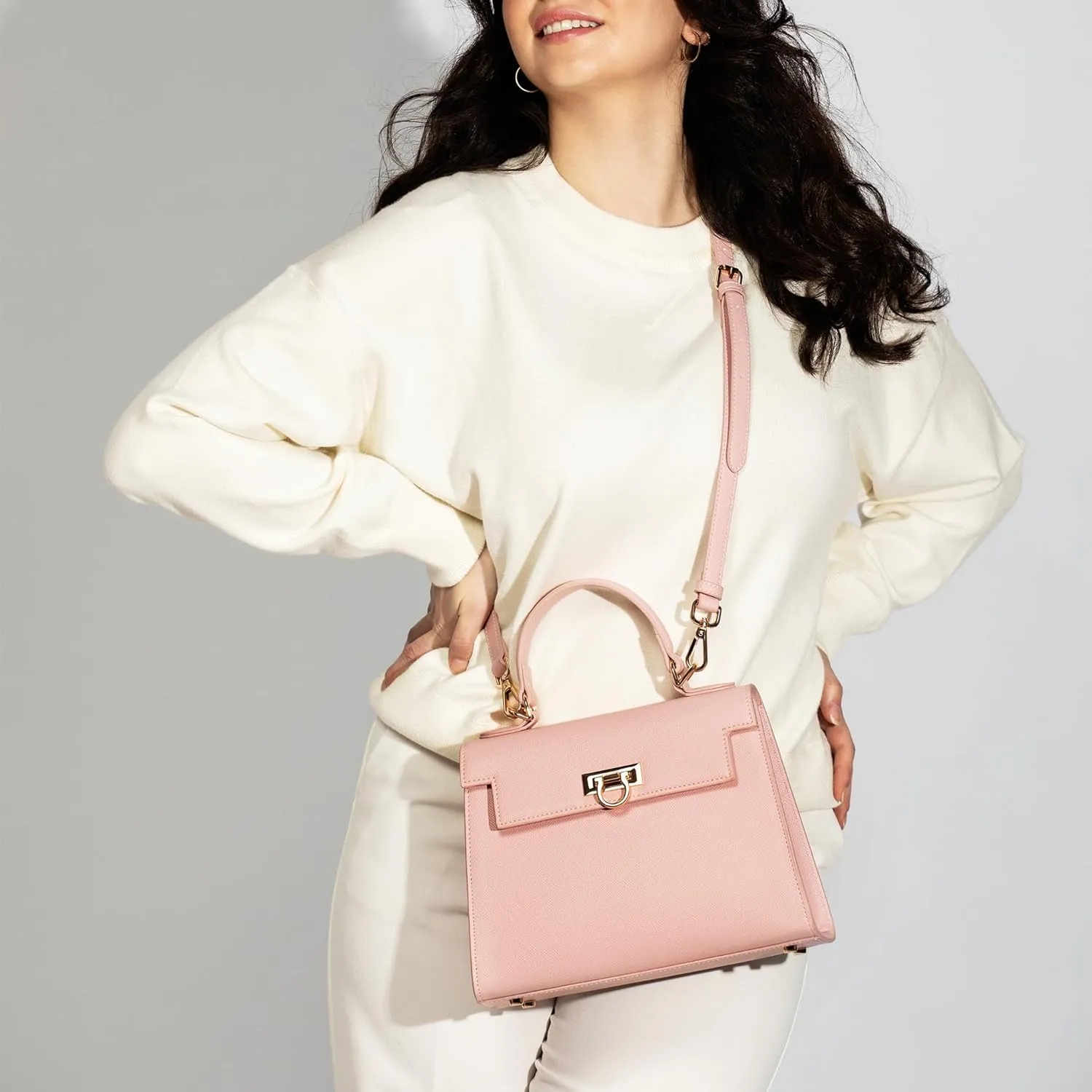 Women’s Top-Handle Handbags – Luxury Crossbody Purse Shoulder Bag for Women – Leather Handbag, Detachable Strap