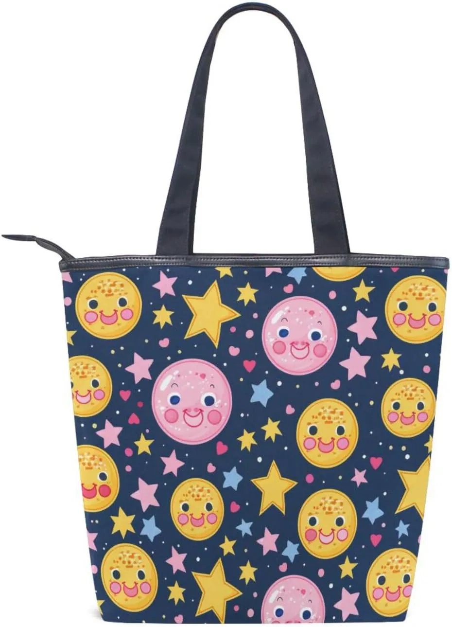 Women's Tote Bag Shoulder Handbags Canvas Large Capacity Shopping Dating Bag Pockets Zipper