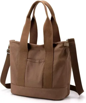 Women's Tote Purse Canvas Crossbody Bag Multi-pocket Shoulder Bag Heavy Duty Stored Bag Top Handle Hobo Handbags Satchel