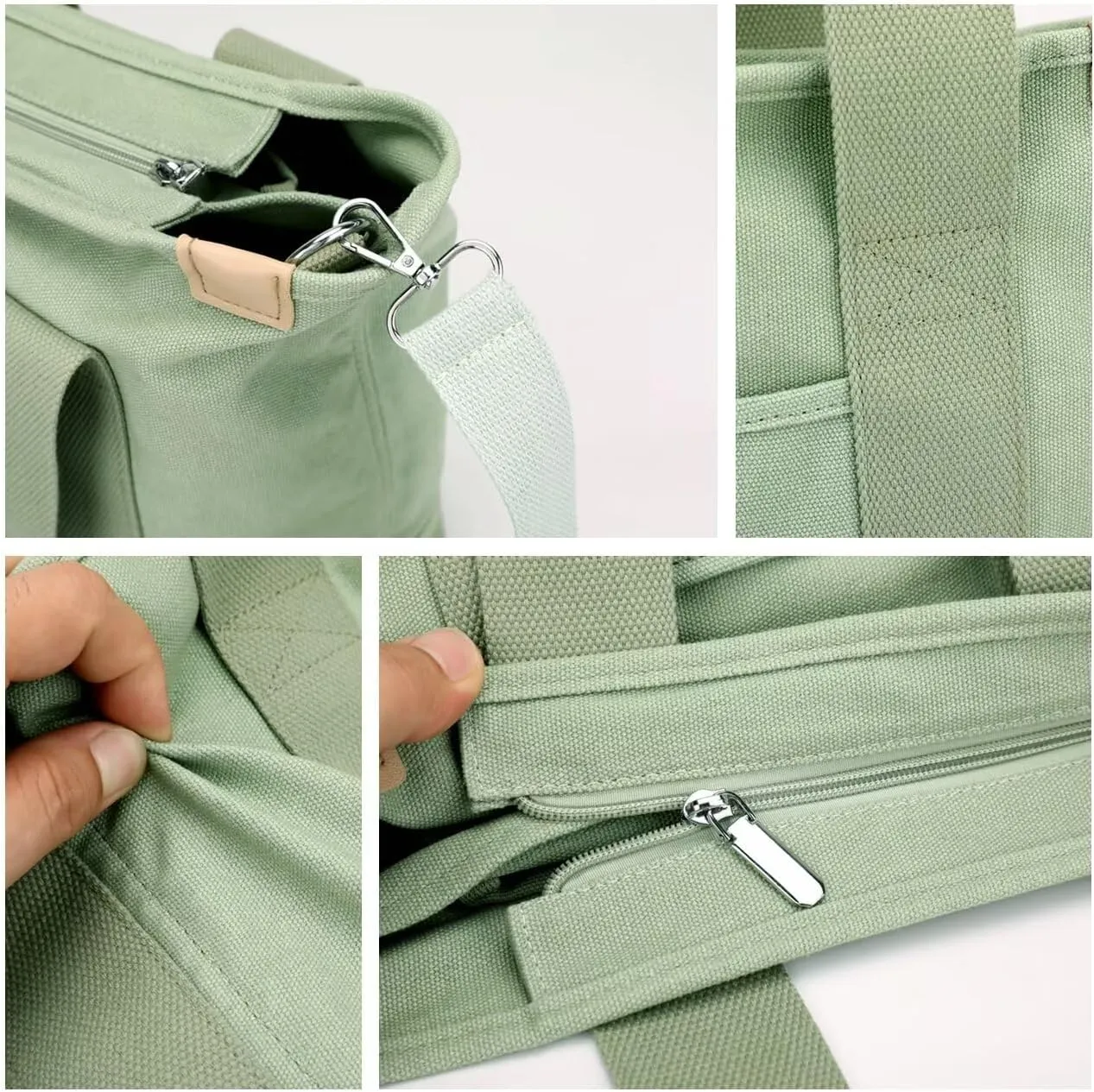 Women's Tote Purse Canvas Crossbody Bag Multi-pocket Shoulder Bag Heavy Duty Stored Bag Top Handle Hobo Handbags Satchel