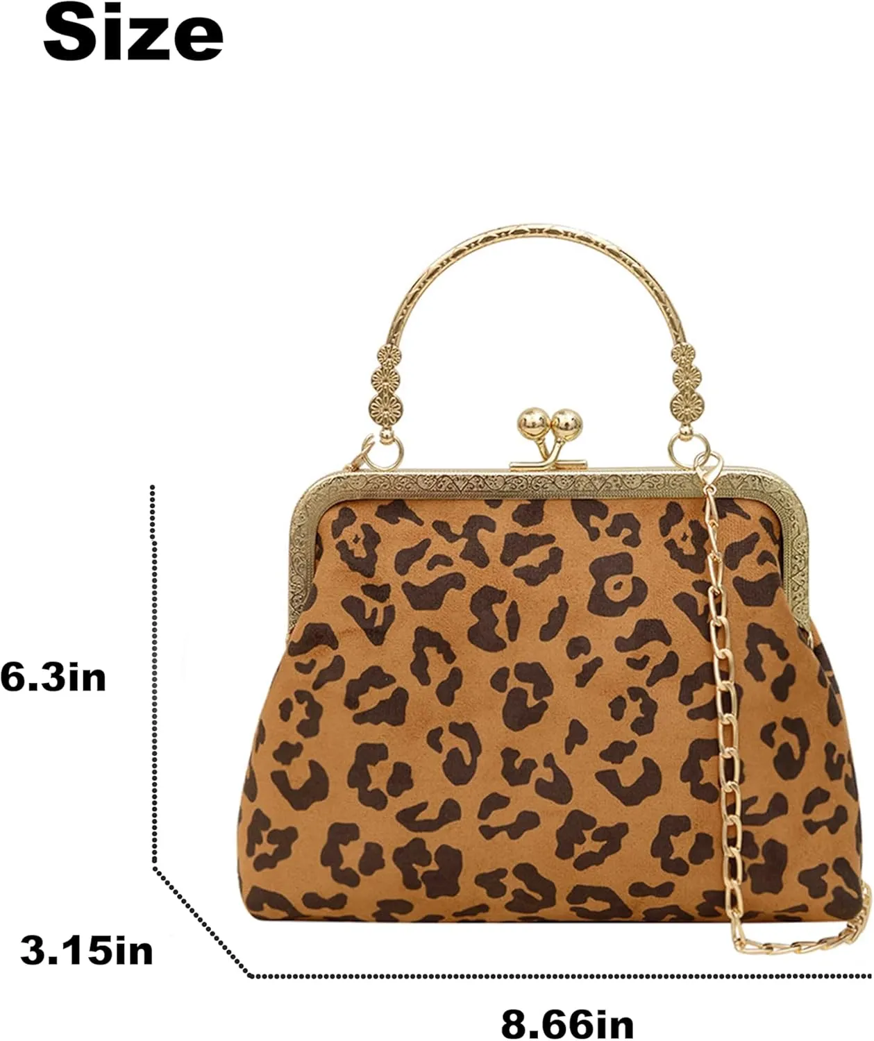 Women's vintage Kiss Lock Handbag Purse Crossbody Shoulder Bag with Chain Strap