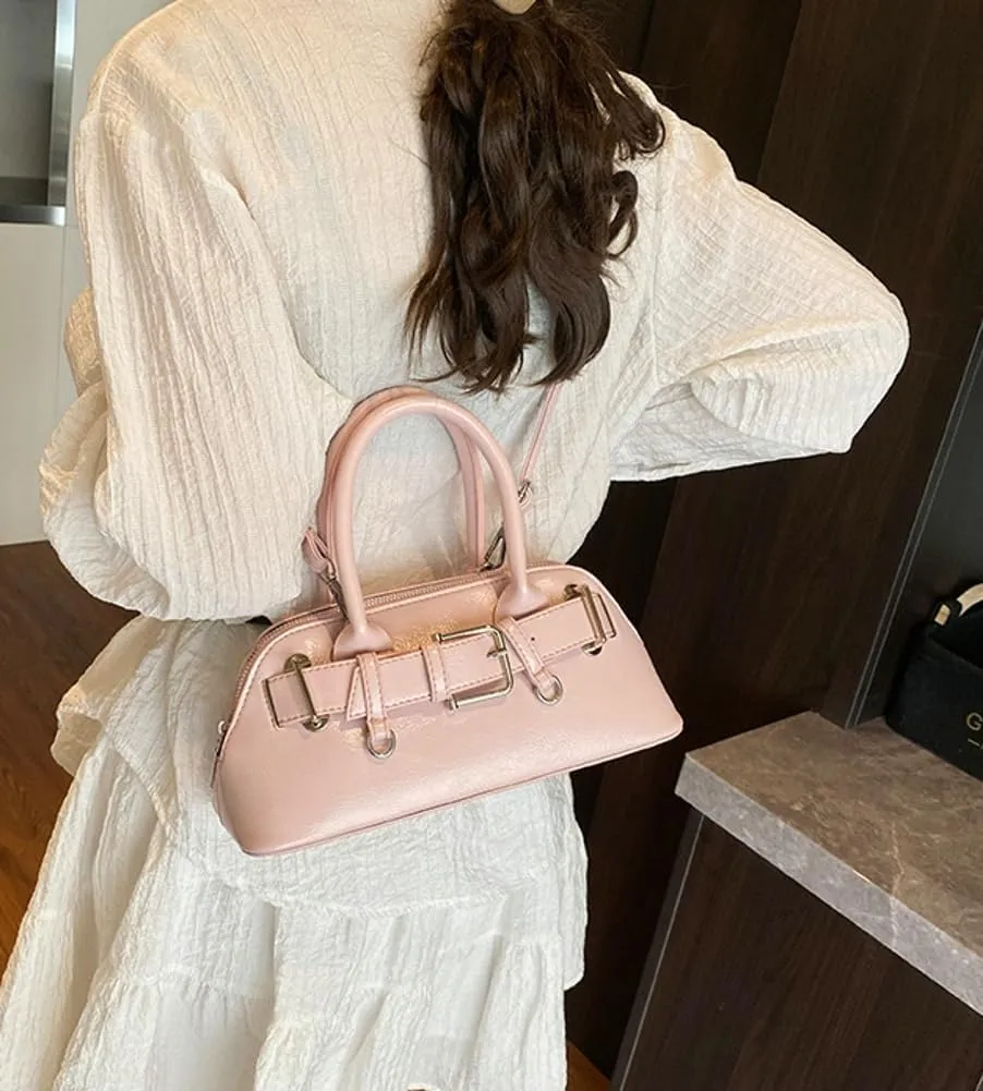 Women's Y2k Purse Buckle Belt Leather Tote Handbag Trendy Top Handle Shoulder Bag Satchel Underarm Crossbody Purses