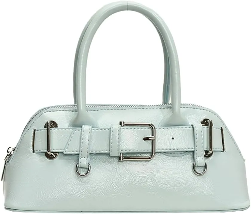 Women's Y2k Purse Buckle Belt Leather Tote Handbag Trendy Top Handle Shoulder Bag Satchel Underarm Crossbody Purses