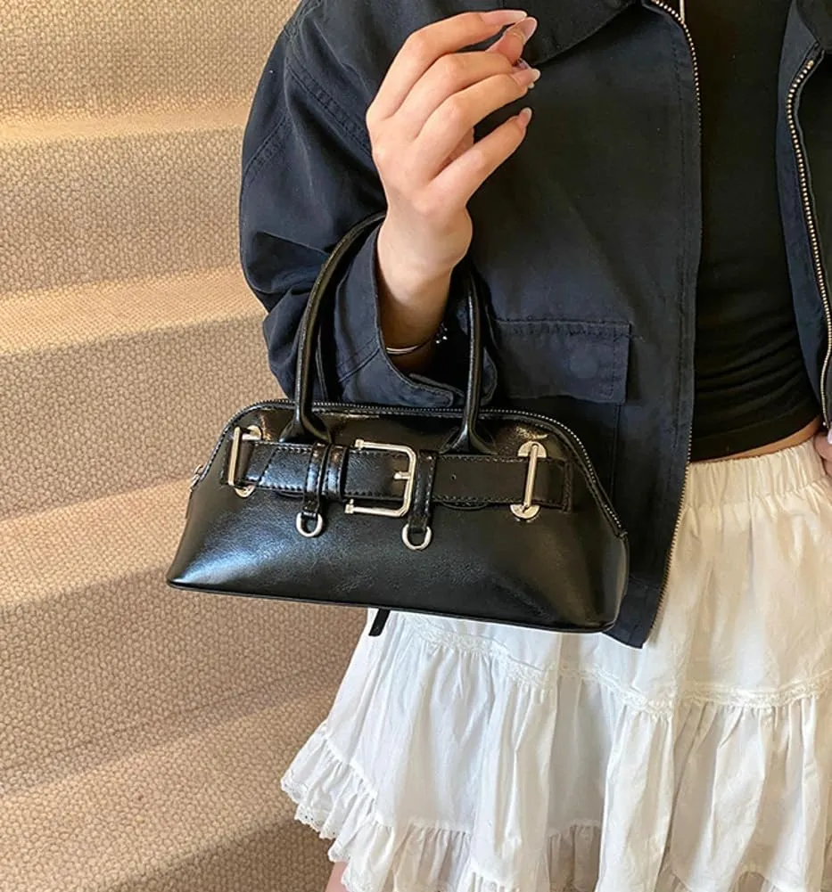 Women's Y2k Purse Buckle Belt Leather Tote Handbag Trendy Top Handle Shoulder Bag Satchel Underarm Crossbody Purses